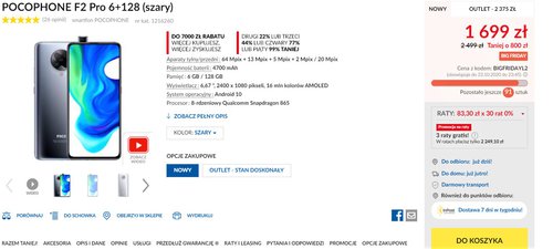 Promocyjna cena Xiaomi POCO F2 Pro w RTV Euro AGD