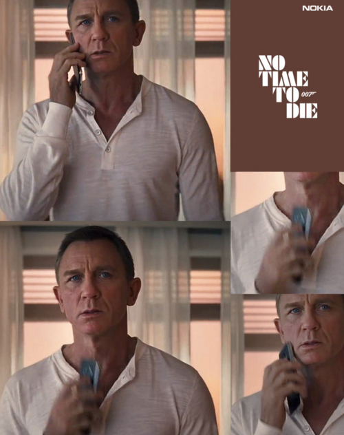 Photo de Daniel Craig qui téléphone avec le nouveau smartphone Nokia dans le dernier James Bond