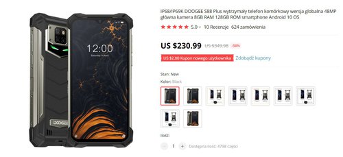 DOOGEE S88 Plus to jeden z najlepszych odpornych telefonów w tej cenie