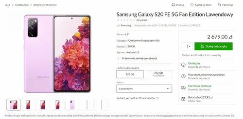 Samsung Galaxy S20 FE 5G w promocji al.to