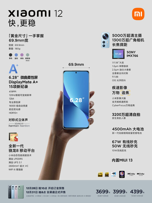Specyfikacja i oficjalne ceny Xiaomi 12