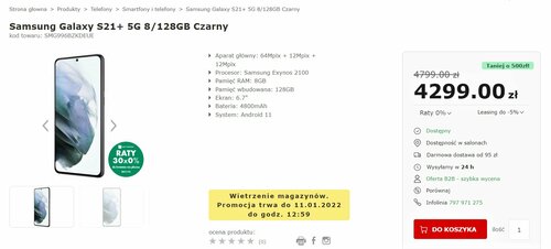 Aktualna cena Samsung Galaxy S21+