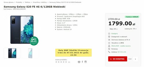 Samsung Galaxy S20 FE: cena w promocji
