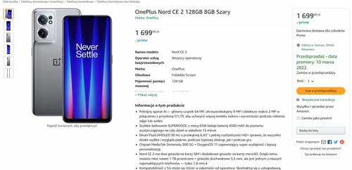 Oficjalna polska cena OnePlus Nord CE 2 5G