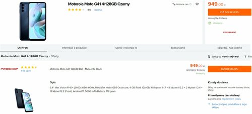 Motorola Moto G41 cena w sklepach Polska