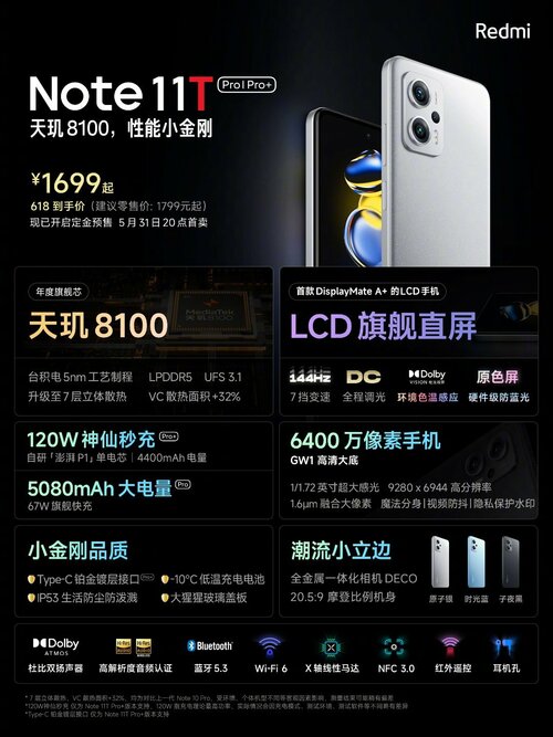 Xiaomi Redmi Note 11T Pro+ / fot. producenta