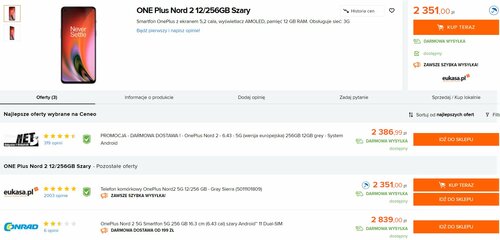 OnePlus Nord 2 5G 12/256 GB cena Ceneo