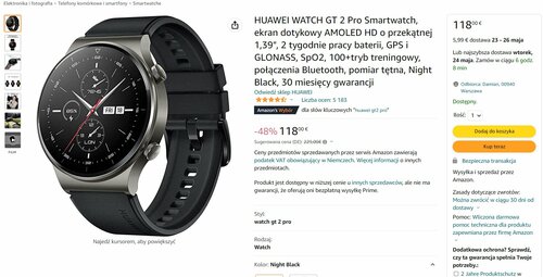 Cena Huawei Watch GT 2 Pro promocja Amazon