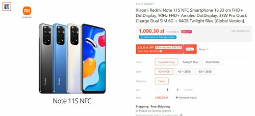 Xiaomi Redmi Note 11S cena