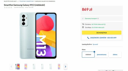 Samsung Galaxy M13 cena w Polsce RTV Euro AGD
