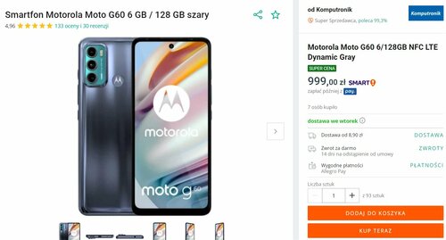 Motorola Moto G60 cena Allegro Komputronik
