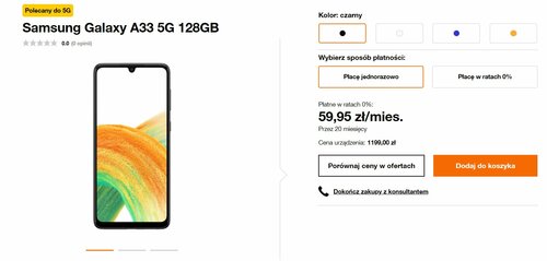 Samsung Galaxy A33 5G cena Orange