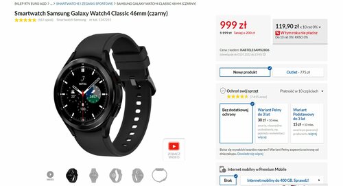 Promocyjna cena Samsung Galaxy Watch 4 Classic w RTV Euro AGD