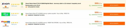 Xiaomi Redmi Note 9T w polskiej sprzedaży/ Dane Ceneo