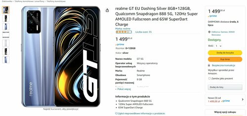 realme GT 5G promocja Amazon.pl