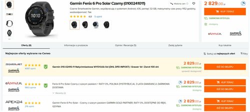 Garmin Fenix 6 Pro Solar Ceneo