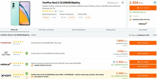 OnePlus Nord 2 5G 12/256 GB Ceneo