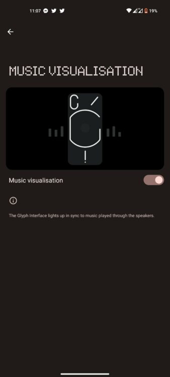 Nothing Phone 1 wizualizacja muzyki