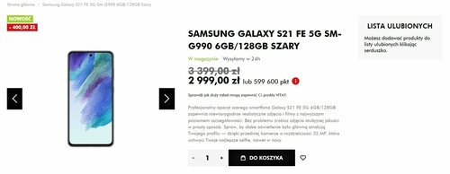 Samsung Galaxy S21 FE 5G: cena w ORLEN VITAY