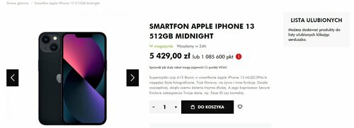 Apple iPhonr 13 512 GB: cena w ORLEN VITAY