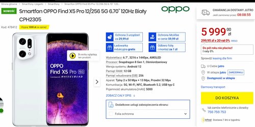 Biały OPPO Find X5 Pro 12/256 GB w Media Expert - cena