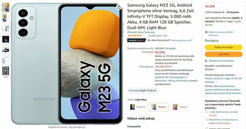 Samsung Galaxy M23 5G cena promocja Amazon