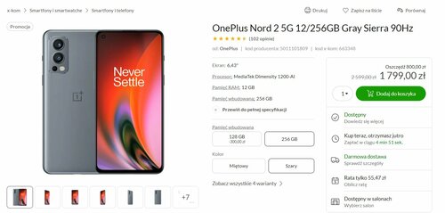 Precio promocional de OnePlus Nord 2 5G 12/256 GB x-com