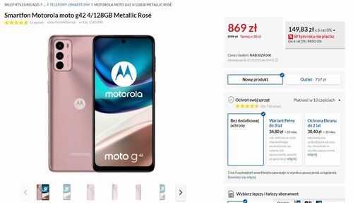 Motorola Moto G42 promocja cena RTV Euro AGD