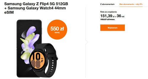 Samsung Galaxy Z Flip 4 z Galaxy Watch 4 w ofercie tygodnia w Orange