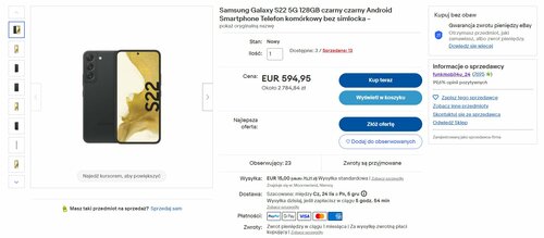 Samsung Galaxy S22 8/128 GB Czarny promocja cena