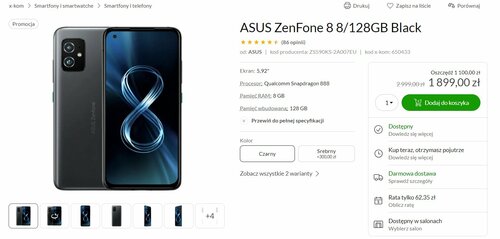 ASUS ZenFone 8 8/128GB Czarny promocja cena x-kom
