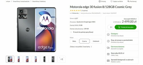 Motorola Edge 30 Fusion promocja dobra cena x-kom