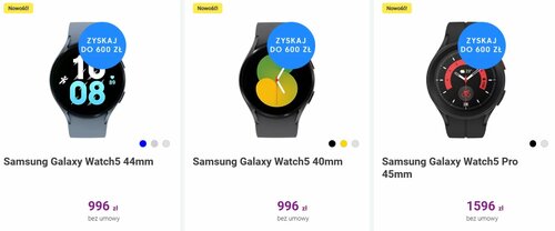 Promocyjne ceny smartwatchy Samsung Galaxy Watch 5 i Watch 5 Pro w sklepie Play bez umowy