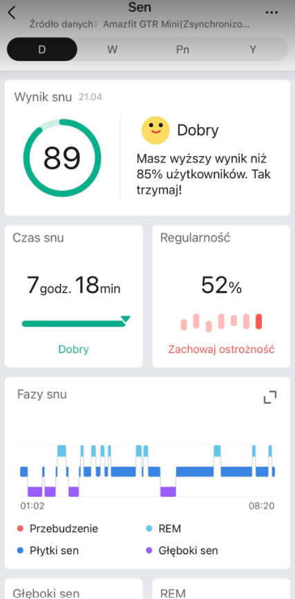 aplikacja Zepp dla Amazfit GTR Mini/ fot. gsmManiak