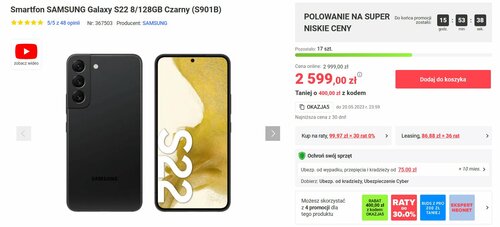 Samsung Galaxy S22 8/128 GB promocja cena NEONET