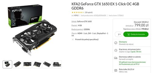 KFA2 GeForce GTX 1650 EX 1-Click OC