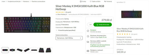 Silver Monkey X SMGK1000 Kailh Blue RGB HotSwap