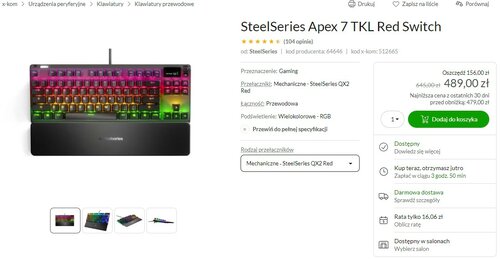SteelSeries Apex 7 TKL Red Switch