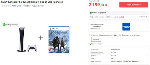 PlayStation 5 Digital Edition z God of War Ragnarok